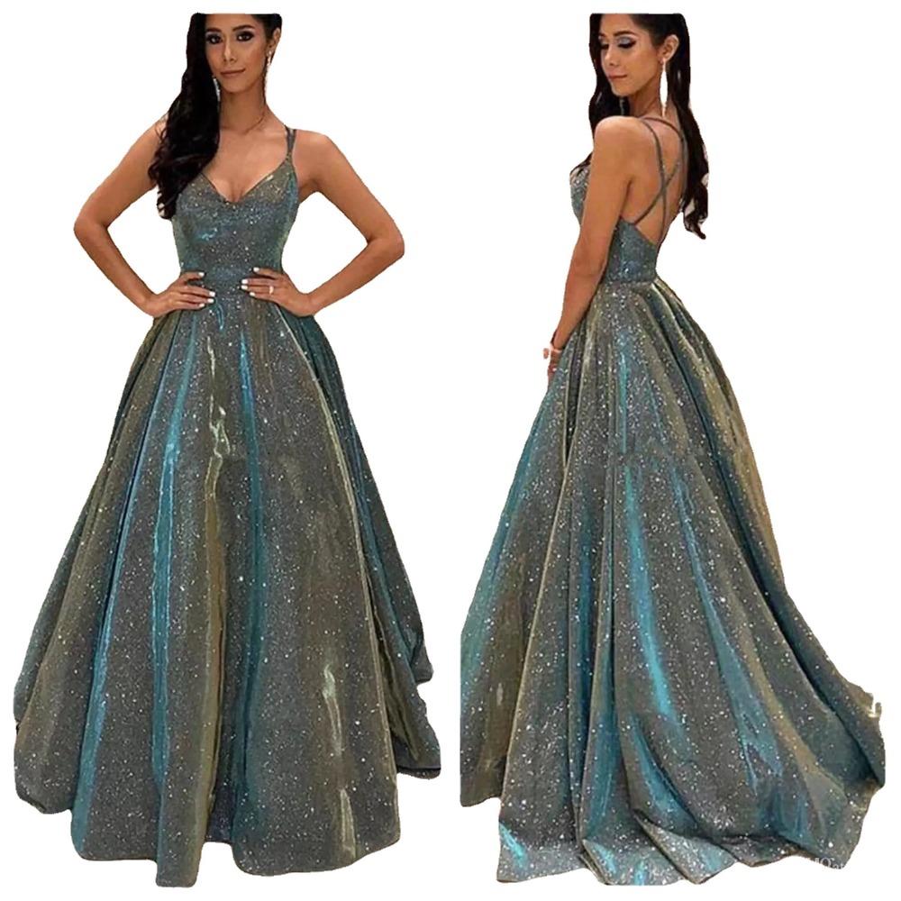 New Tube Top Shiny Long Swinging A-shaped Thin Evening Dress