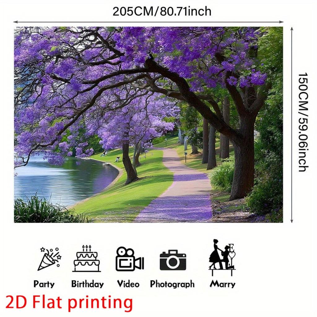 1Pcs Printed Jacaranda Tree Lake Decoration Background Winter Backdrop Decorations For Photo Studio Photo Booth Christams Party