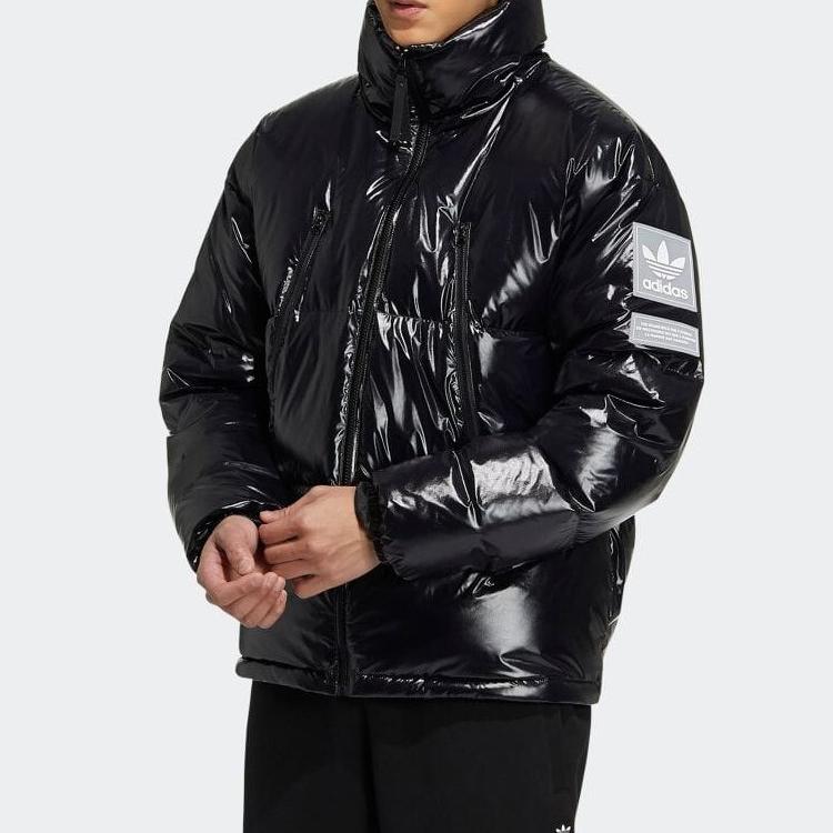 Adidas Originály Trojlístek Jednobarevná Zapínací Dlouhý Rukáv Límec Dolů Bunda Pánská Svrchní Oblečení Černá H66013