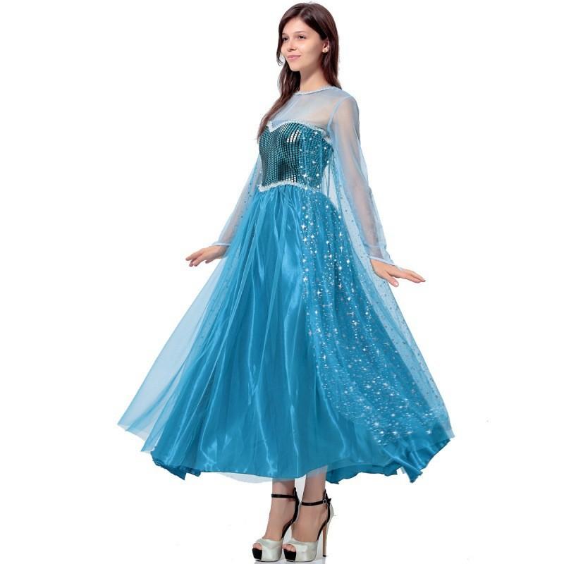 Incantevole Vestito Frozen Per Adulti Con Design Principessa Elsa In Morbida Miscela di Cotone