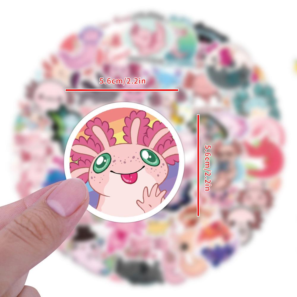 55/110 Naklejki Doodles Kreskówkowe Salamandra Meksykańska Aksolotl Zwierzę Walizka Gitara Naklejki DIY