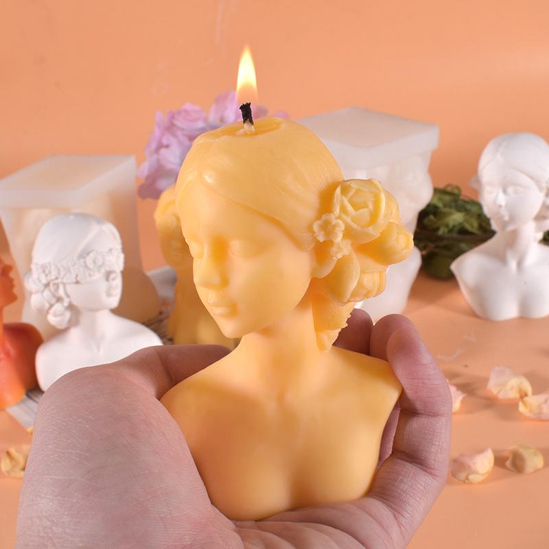 Blindfolded Girl Silicone Candle Mold DIY Rose Human Body Candle Making Aromath Soap Plaster Molds Home Decor Handmade Gifts