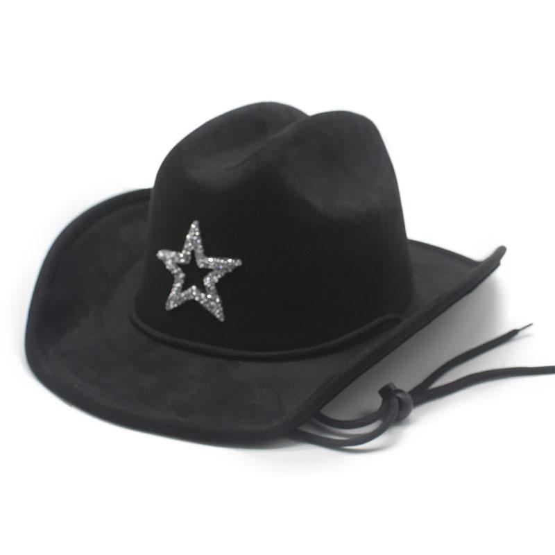 National Windbreak Windbreak Rope Sunshade Performance Jazz Hat Suede Travel Vacation Wind Word Cowboy Top Hat