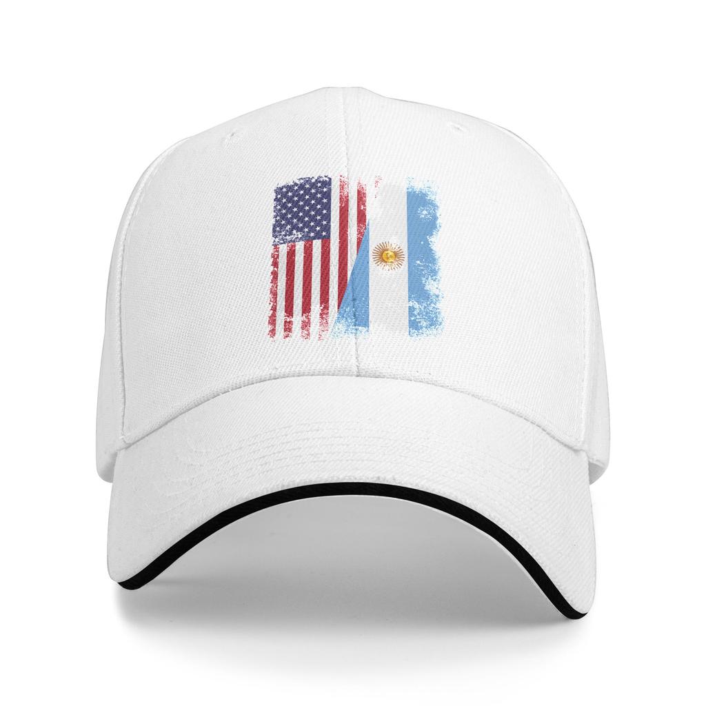 Half Argentinian Flag Vintage Argentina USA Sun Baseball Cap Summer Streetwear Trucker Hat For Couple Outdoor Gym Snapback Cap