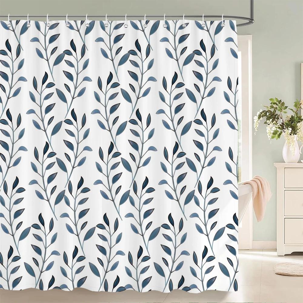 Plants Tree Leaves Shower Curtains with Hooks Home Decoration for Floral Bathroom Curtain Polyester Fabric Bath Curtain