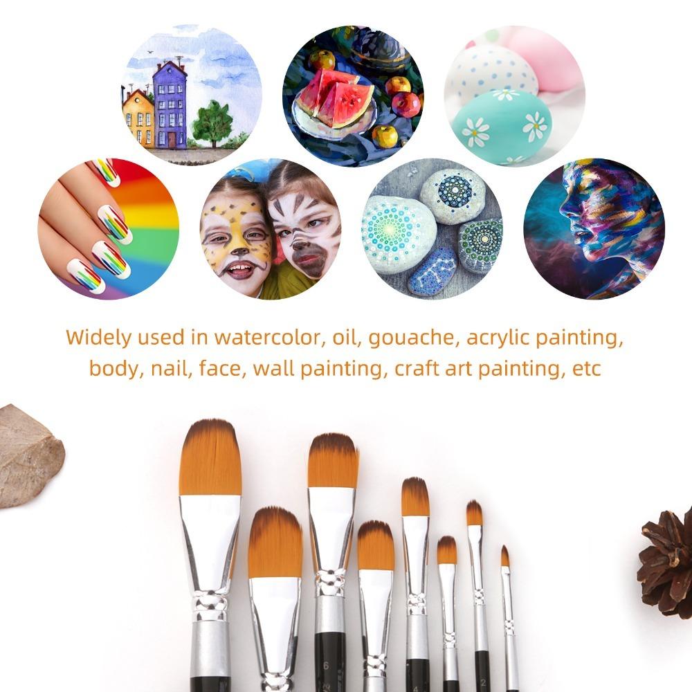8Pcs Multipurpose Paintbrushes Flat Shape Paint Brushes Professional Paint Brushes Set Artists