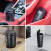Car Styling Trash Can with Pop-up Lid Round Garbage Bin Auto Interior Waste Storage Cup Holder Trash Container Accessories