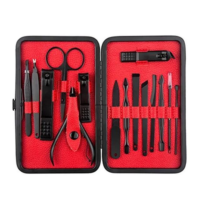 15 Pcs Stainless Steel Manicure Set Household Stainless Steel Manicure Kit Nail Clippers Cuticle Cleaning Pedicure Care Tools красный