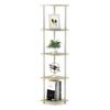 Furinno Turn N Tube Corner Display Rack Multipurpose Shelving Cream Faux 5 with Classic Tubes Japanese Unit, Marble/White, Tiers, [Official Import]