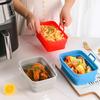 Square Silicone Air Fryer Liners Foldable Non-Stick Baking Tray with Grease Draining Grooves Heat-Resistant Dishwasher Safe Air Fryer Accessory