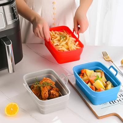 Fogli di Silicone Quadrati per Friggitrice ad Aria Pieghevoli Teglia da Forno Antiaderente con Scanalature per il Drenaggio del Grasso Resistente al Calore Lavabile in Lavastoviglie Accessorio per Friggitrice ad Aria
