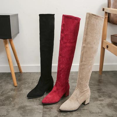 Fashion Thigh High Boots Women 2025 Winter Fashion Boot New Over Knee Boots Women Shoes Sexy High Heels Botas Red Warm Fur Black Boots