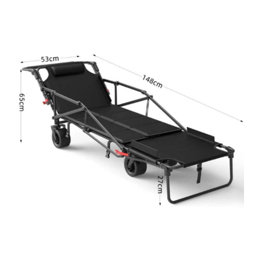 Wagon-Lounger Portable Reclining Beach Cart Versatile for Camping, Park, Campers