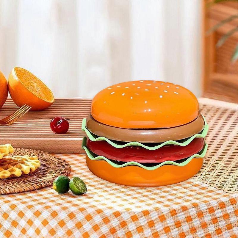 Hamburger Bowl and Plate Set Ceramic Dinnerware Set Creative Appetizer Stackable