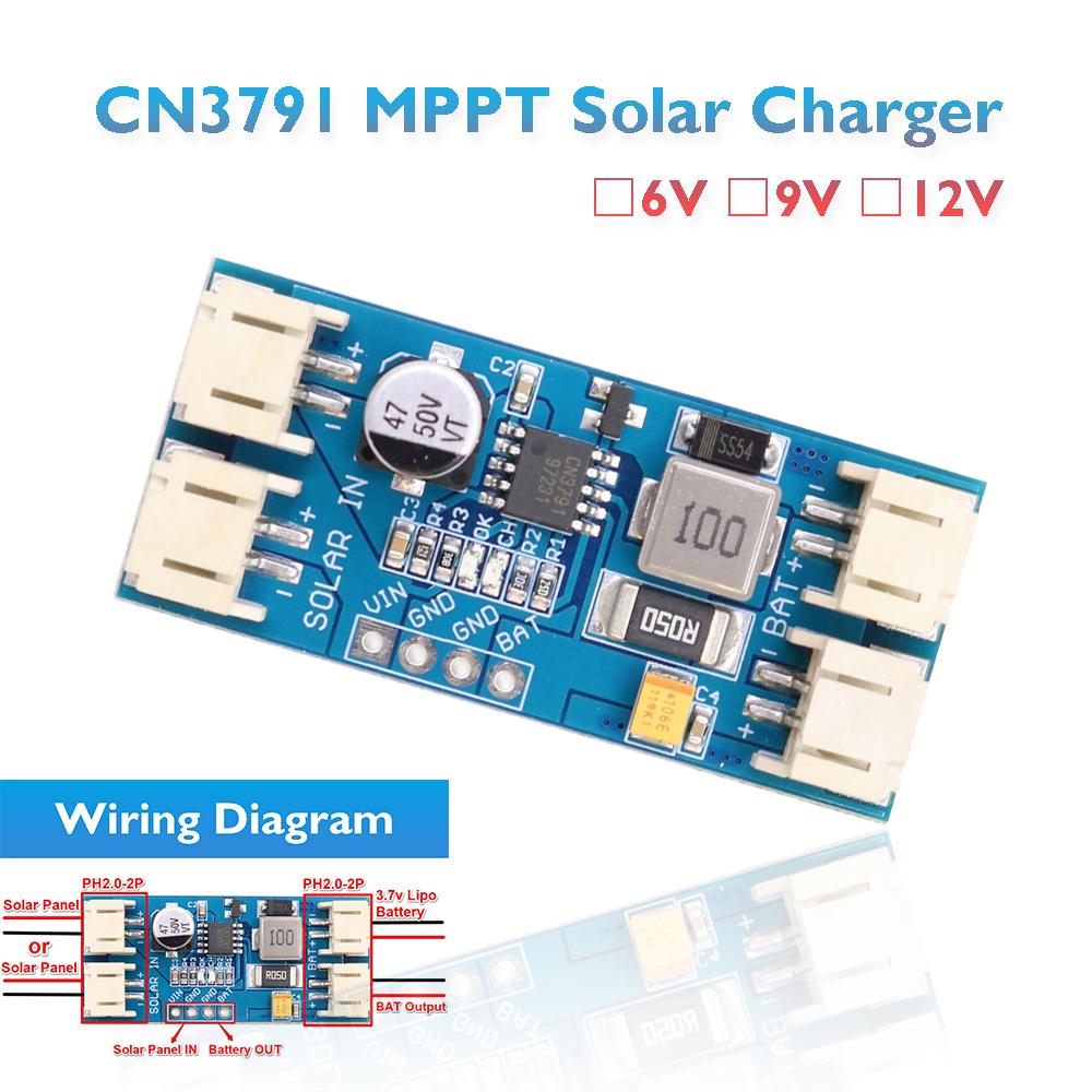 HiLetgo CN3791 Solar Charge Controller Board MPPT 1 Cell LiPo Battery Charge 12V Solar Panel Charger Regulator Control Module JST PH2.0 Auto Recharge for Battery withCables HiLetgo CN3791 Solar Charge Controller Board MPPT 1 Cell LiPo Battery Charge 12V Solar Panel Charger Regulator Control Module JST PH2.0 Auto Recharge for Battery withCables