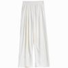 Women's Summer 2024 Ice Silk Wide-Leg Pants - White Textured Casual Petite Style