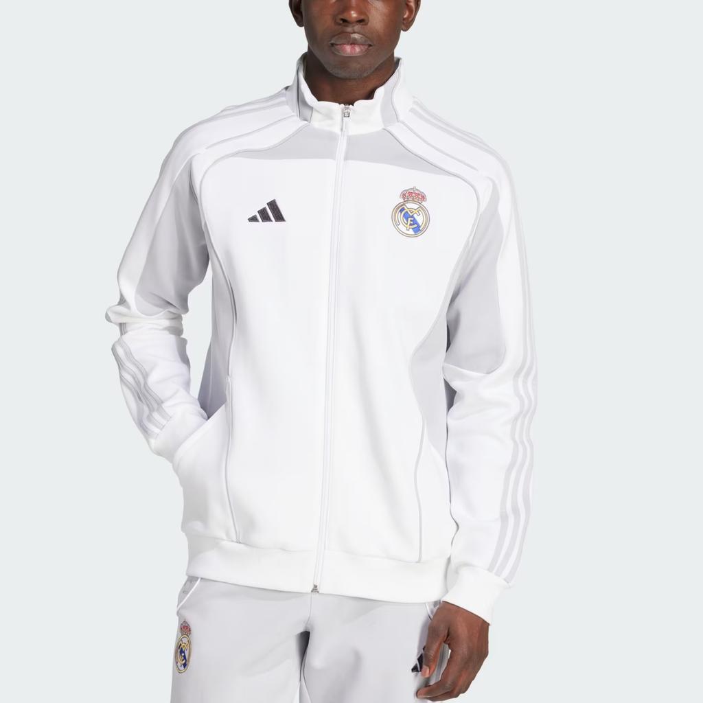 Adidas Track Real Madrid UBP Logo Stand Collar Raglan Long Sleeve Jacket Men Jacket White Light-Gray JN3069