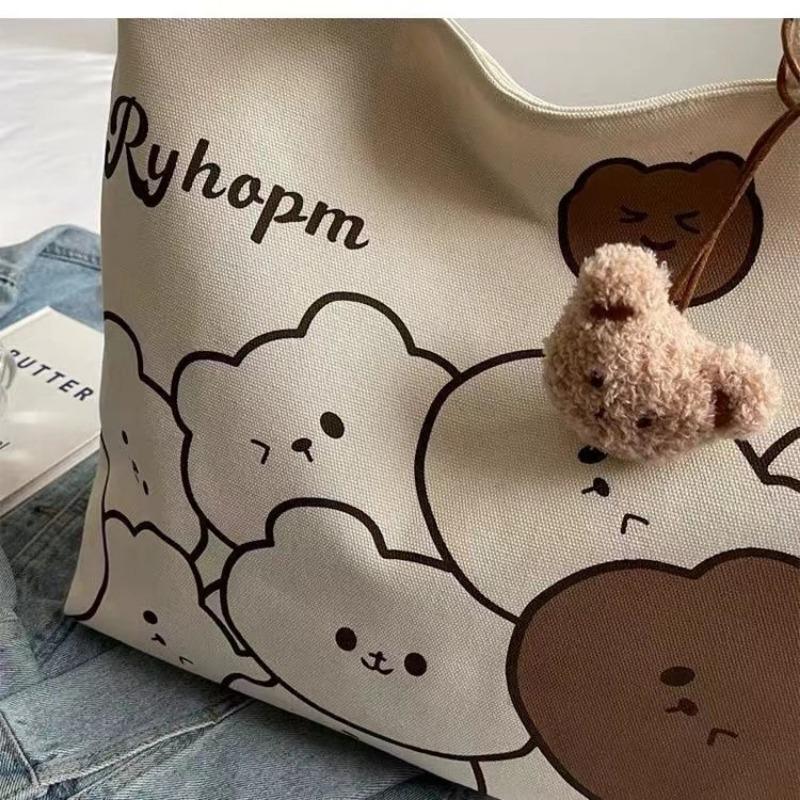 Cartoon Large Capacity Student Canvas Tote Bag