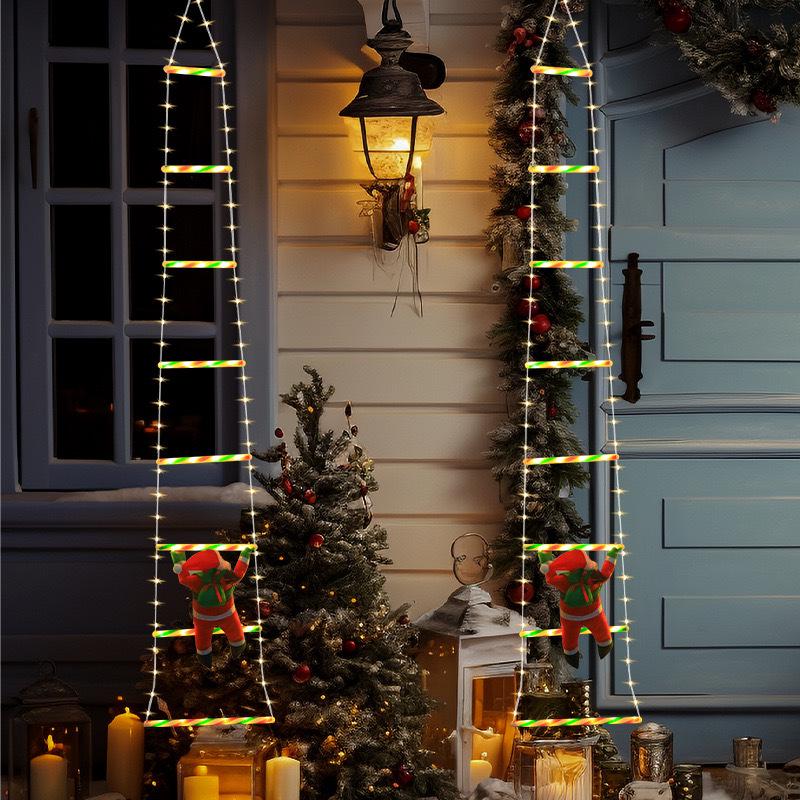 Weihnachts Kletternder Weihnachtsmann Lichterkette - Dekorative Leiter für Baum oder Zuhause