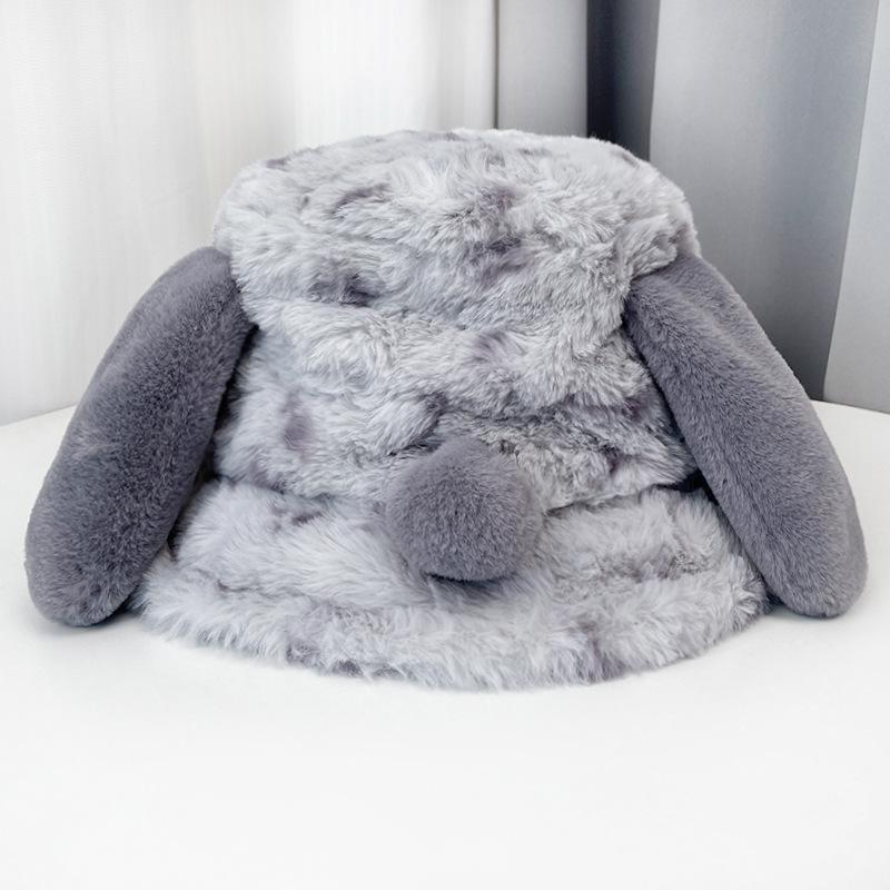 Autumn and Winter Cute Plus Velvet Thickened Warm Basin Hat with Large Head Circumference and Versatile Face Showing Small Plush Hat