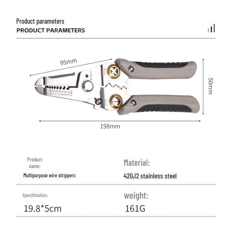 Key Brand Foldable Multi-Function Wire Stripping and Cutting Pliers for Electricians