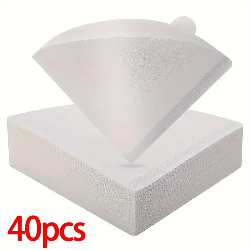 40/120 PCS V-shaped Coffee Filter Paper Coffee Cup Filter Paper 1-4 Pieces of Hand Brewed Coffee Pot Filter Paper Coffee Pot