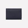 Matt Saffiano Cowhide Slim Business Card Holder Black + Steel Blue