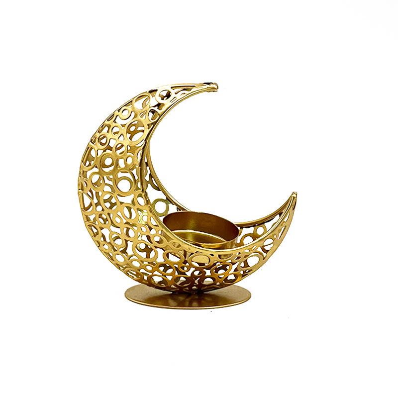 Metal Moon Candle Holder Eid Mubarak Candle Holder Home Islamic Muslim Party Decor Ramadan Candle Stand Eid Mubarak Table Decor