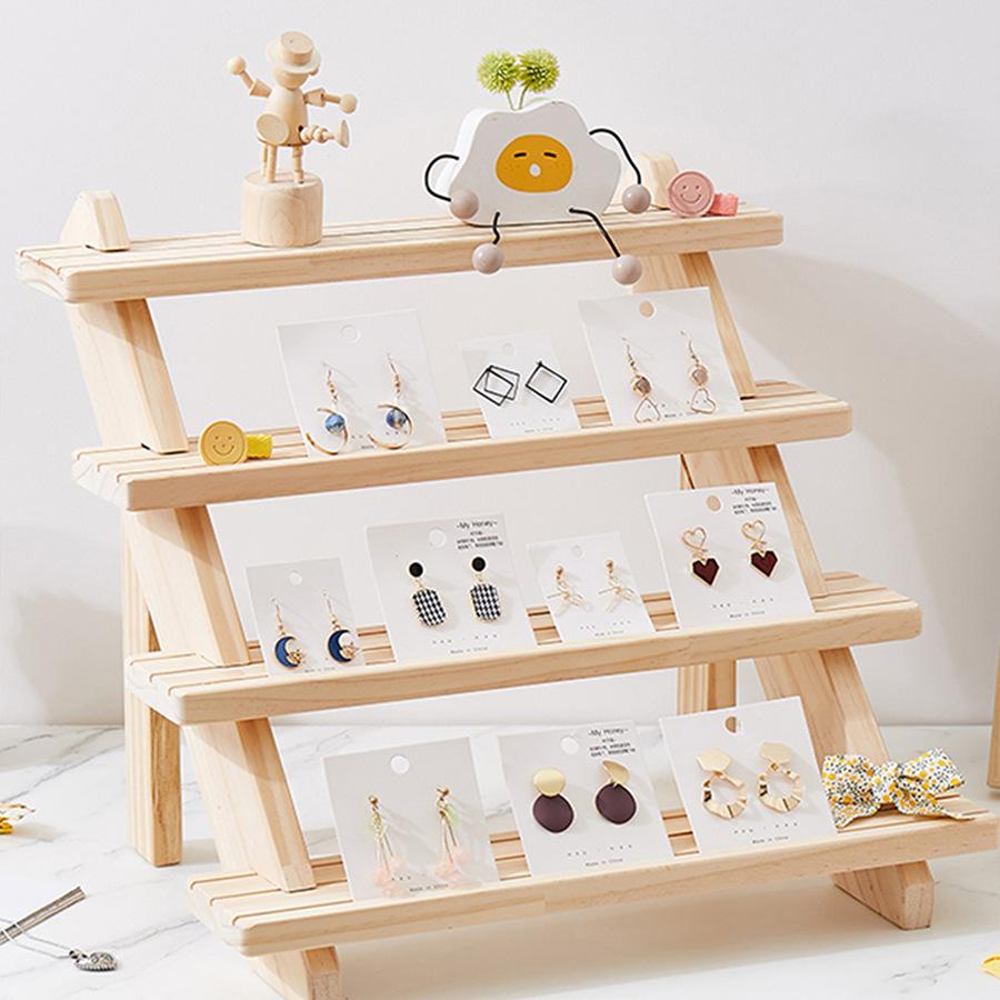 Display Stand Solid Wood Earrings Display Rack Jewelry Rack Figure Doll Stall Cardboard Jewelry Rack