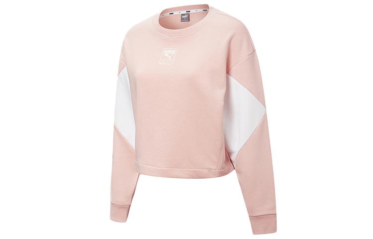 PUMA Sweatshirts Women s Pink Crew Neck Moderate Regular 586520-15 L