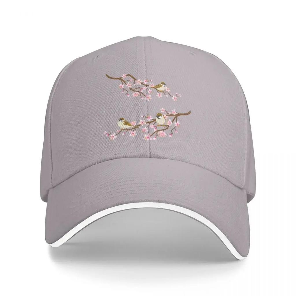 Cherry Blossom Japan Sakura with Bird Baseball Cap Custom Caps Thermal Visor Baseball Unisex Womens