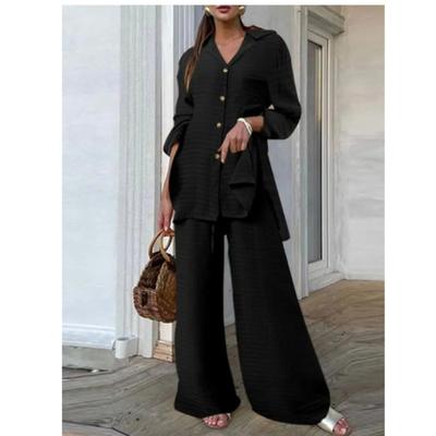 Women's Casual Loose Suit Spring  2-piece Fashion Top Women's Leopard Print Wide-leg Pants