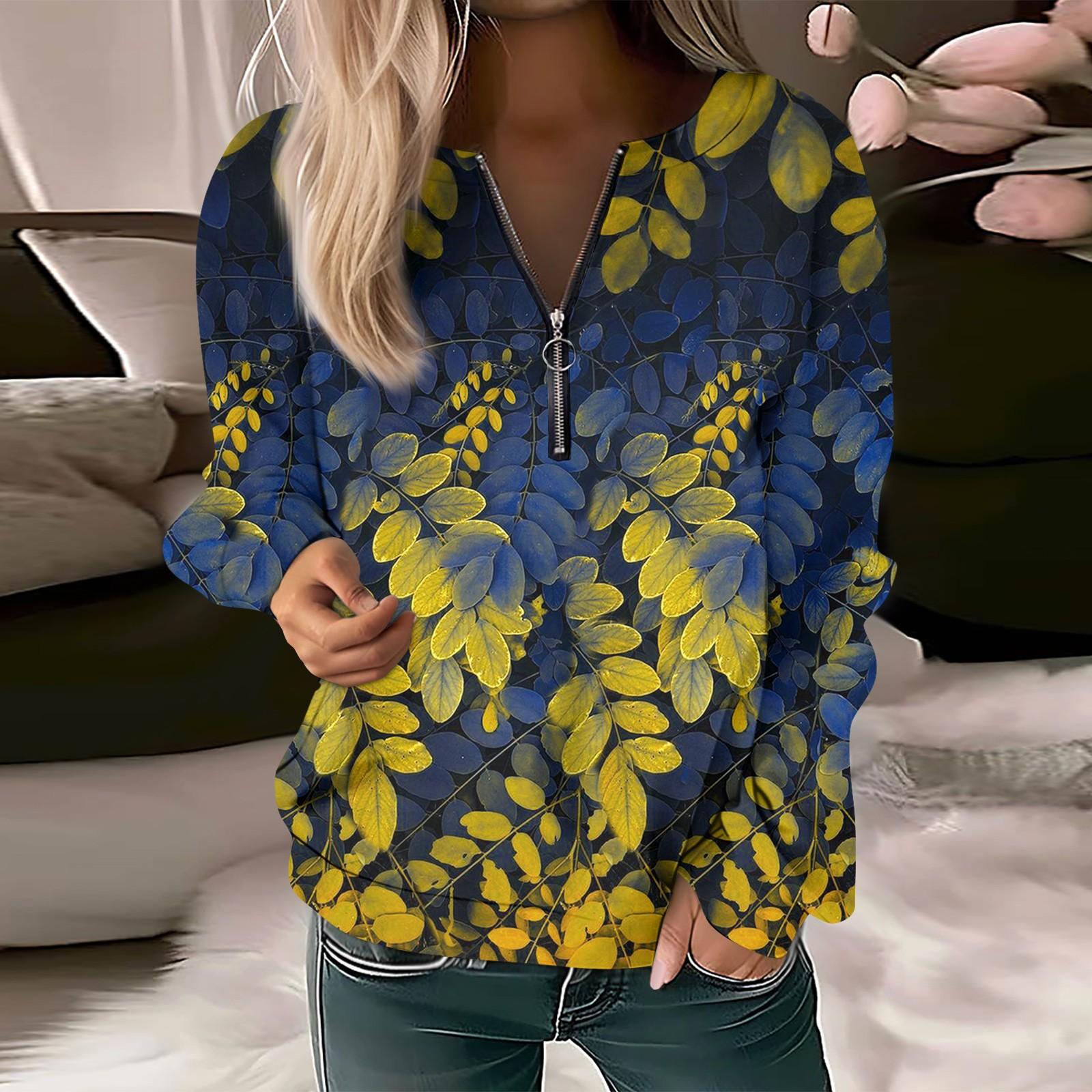 

Женский повседневный свитер с длинным рукавом, на молнии, с принтом цветов, свитшот, повседневная верхняя одежда на осень L