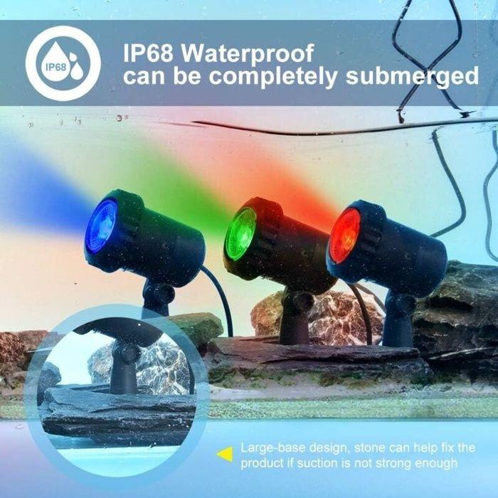 Projecteurs solaires LED étanches IP68 - Lot de 3 RGB (rouge, vert, bleu) pour jardin et mur