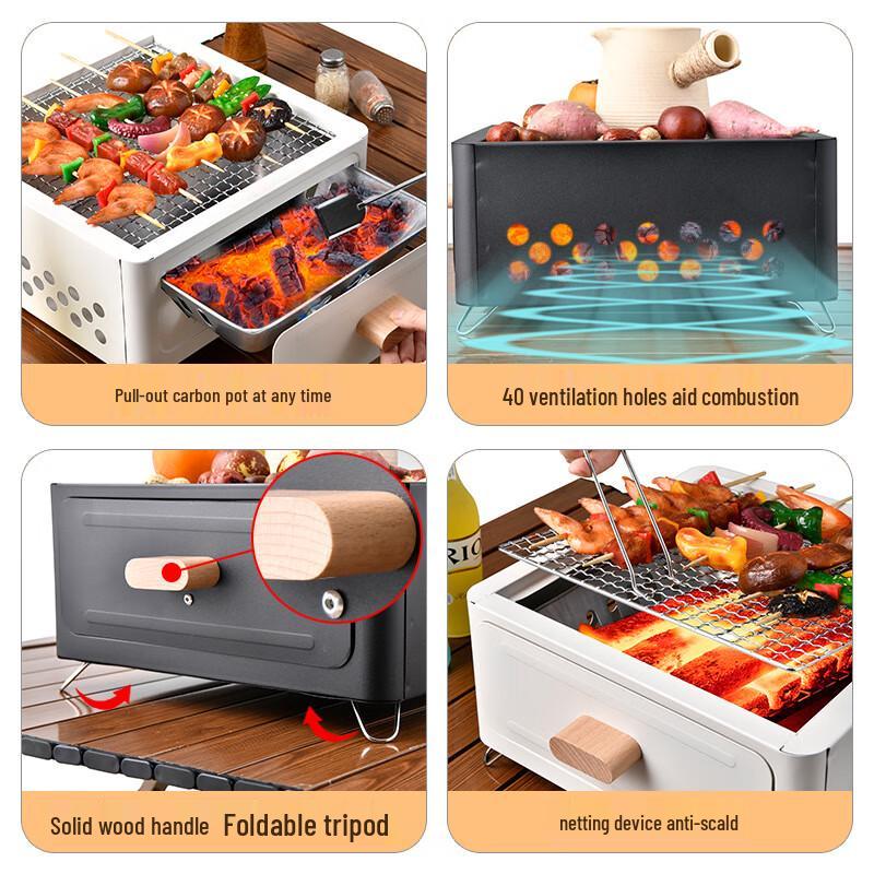 Portable Outdoor Charcoal Grill & Tea Stove Set