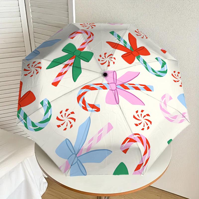 1pc Candy Canes Automatic Open/Close Umbrella, Formal Events - Ideal Gift for Family or Friends, Outdoor Accessory yy251211133