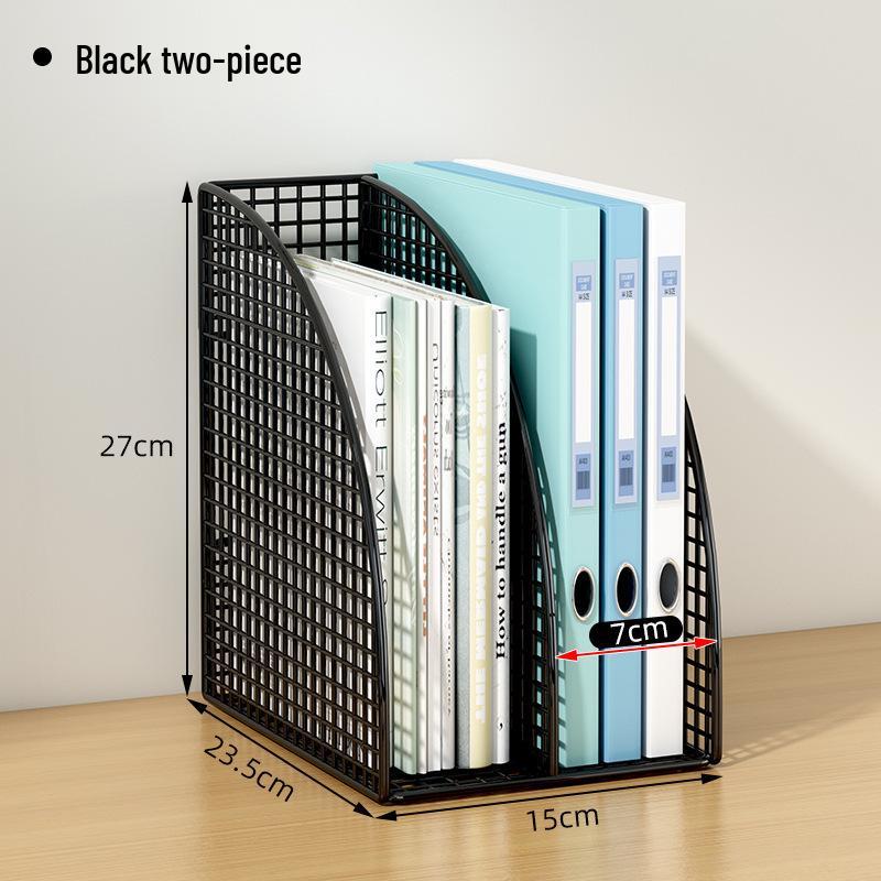 Metal Office Desk Organizer & File Rack with Document Shelf and Book Stand for Workstations