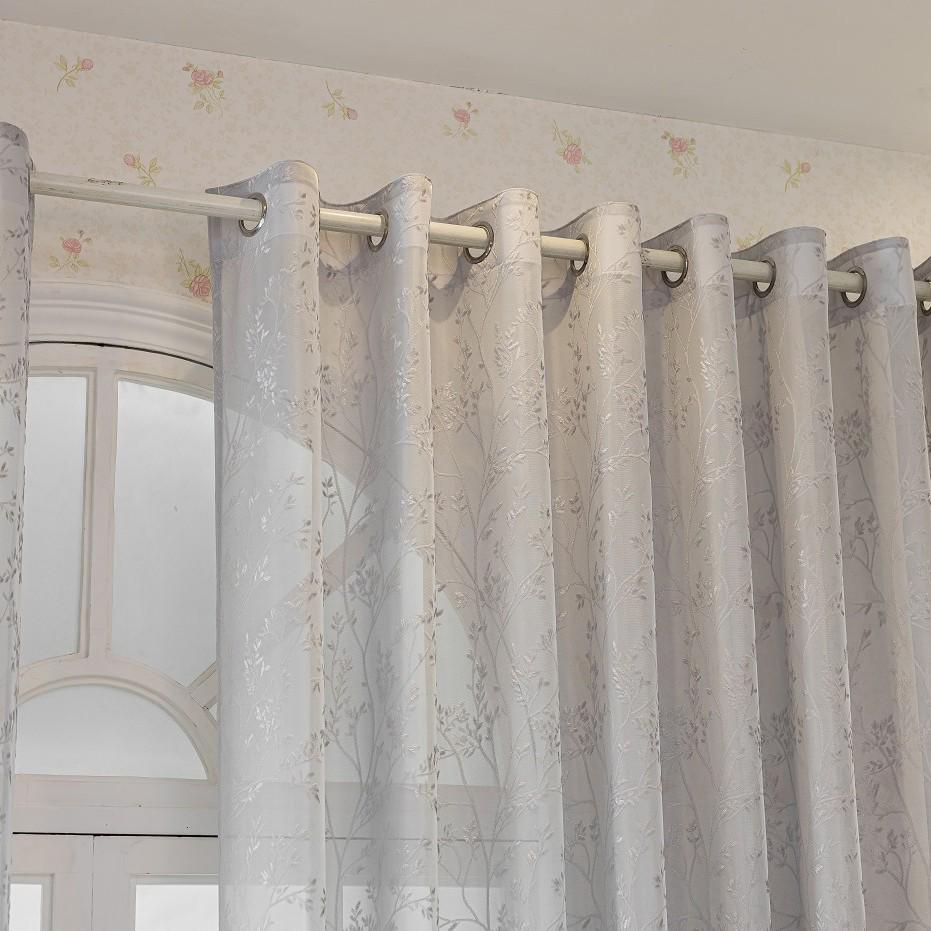 Tenda Jacquard Floreale Francese Lussuosa e Trasparente per una Morbida Trasmissione della Luce, con Passanti per Bastone - Perfetta per Finestre di Camera da Letto e Balconi