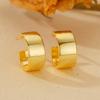 C-Shaped Wide Flat Stud Earrings Women Sterling Gold Plated Minimalist Geometric Fashion Jewelry