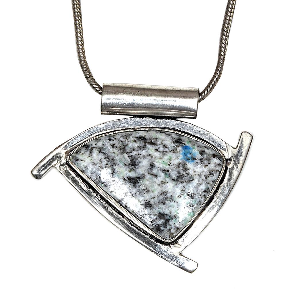 Jasper Gemstone Jewelry Necklace Silver Handmade  Ethnic Macrame Thread