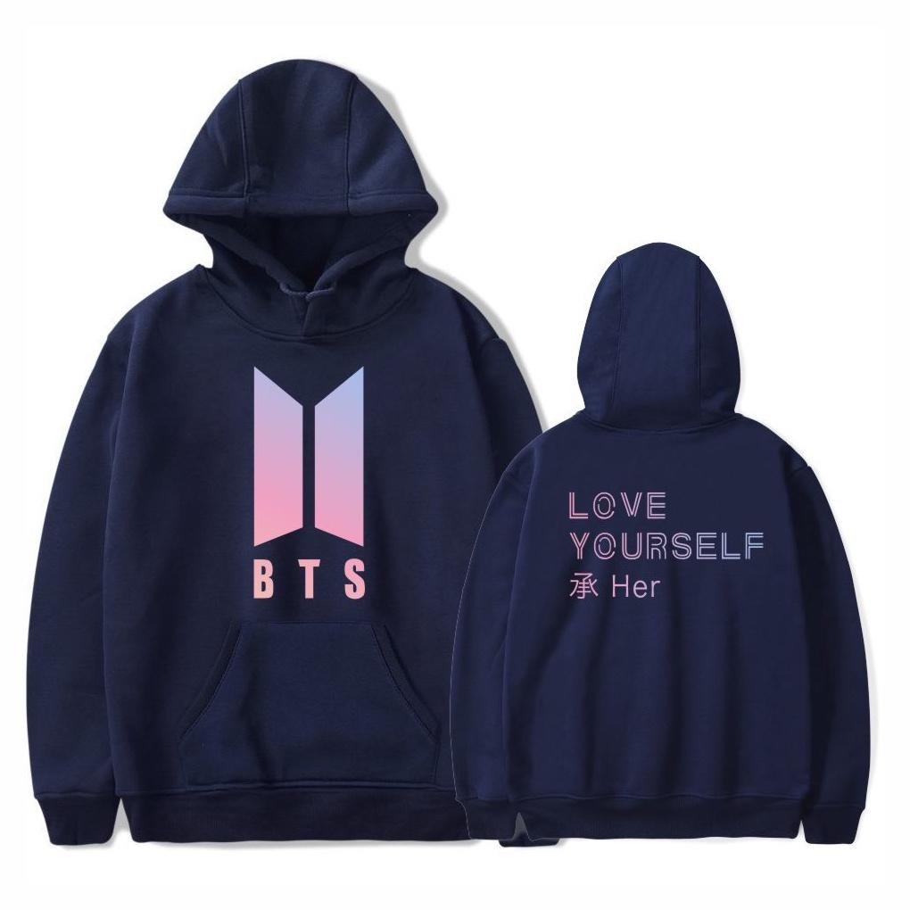 Bluza z kapturem Kpop Bts Bangtan Boys Love Yourself Her Bawełniana w stylu casual i sportowym
