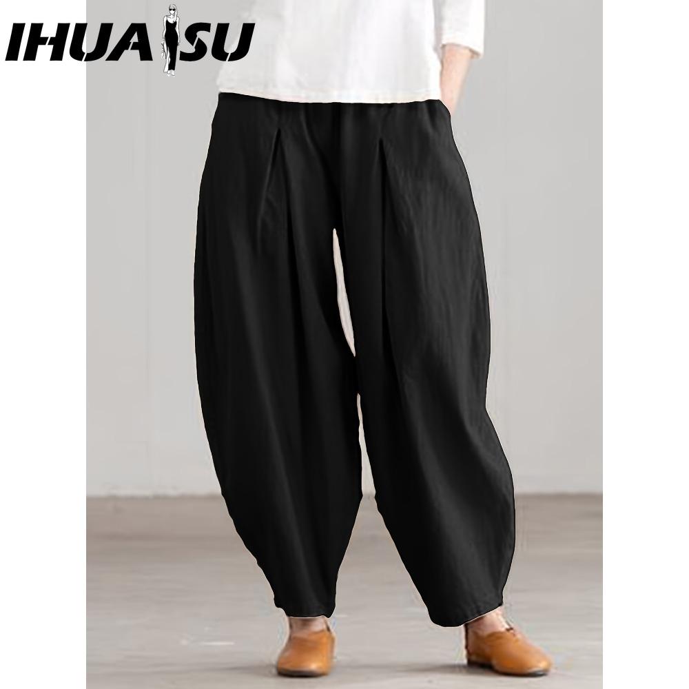 

IHUASU Women s Fashion Casual Solid Color Print Pants & Capris M чёрный