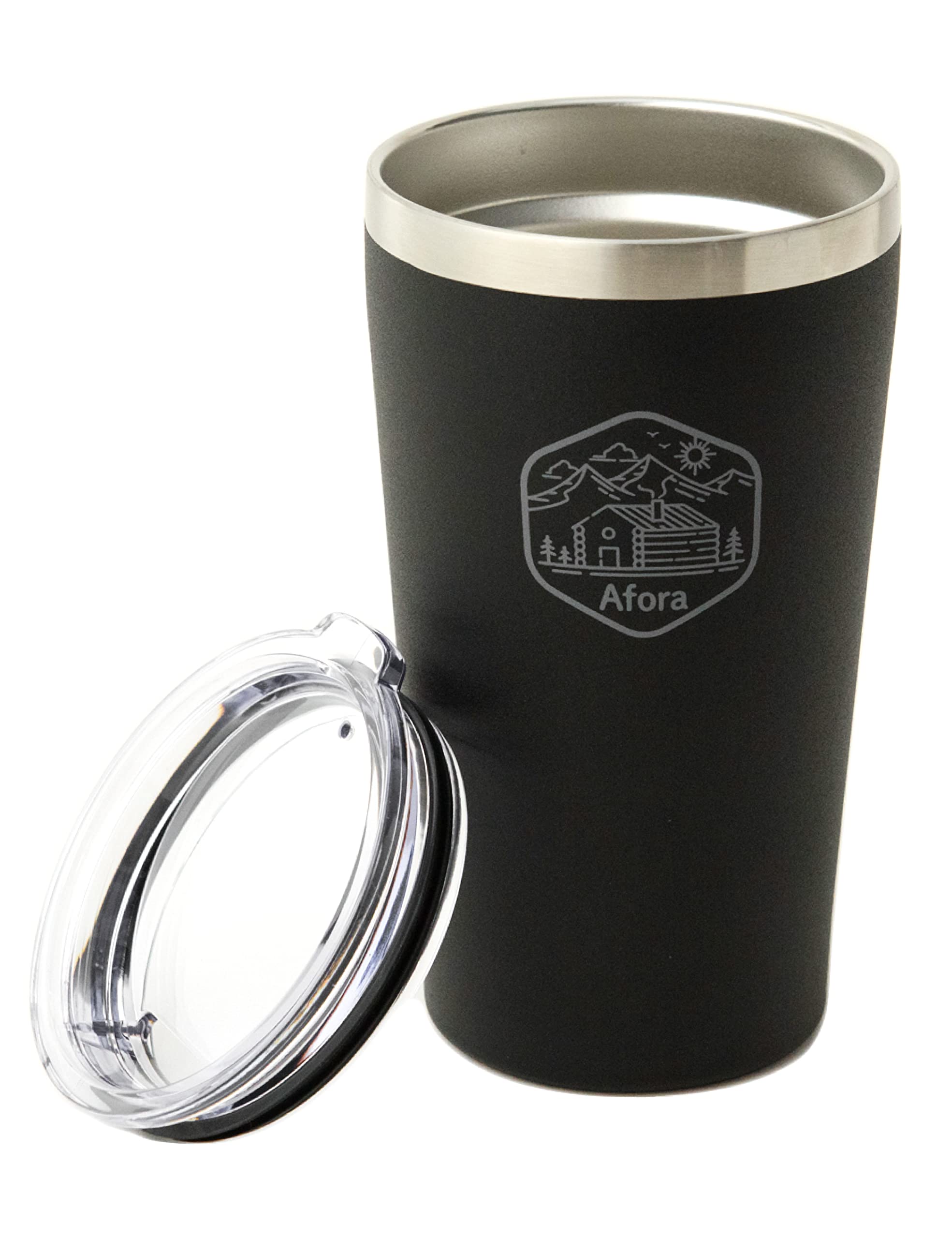 

Afora Stainless Steel Tumbler Bottle, Vacuum Insulated, with Lid, 470ml, for Outdoor Use, Keeps Drinks Hot or Cold (Black)