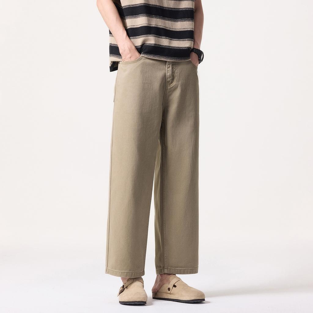Summer new cotton straight commuter casual pants men's nine-point pants loose and versatile pants men's