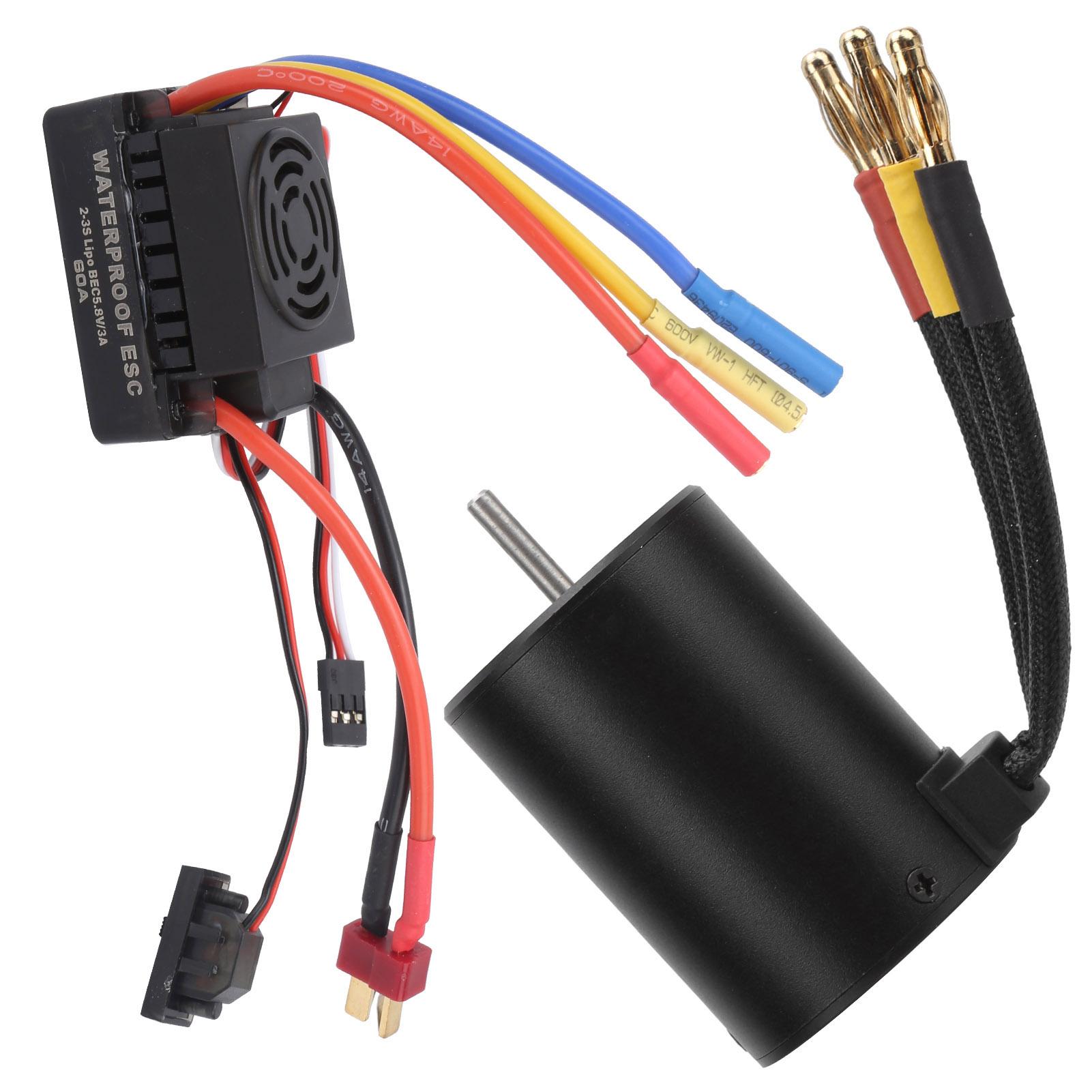 

Waterproof 3650 4500KV Brushless Motor 60A Brushless ESC Combo Set for 1/8 1/10 RC Car