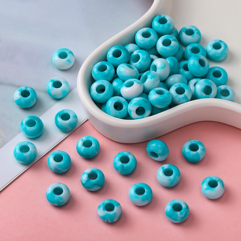 20pcs Acrylic Mixed Color Big Holes Beads Round Spacer Loose Beads for DIY Necklace Bracelet Earring Jewelry Making Accessories