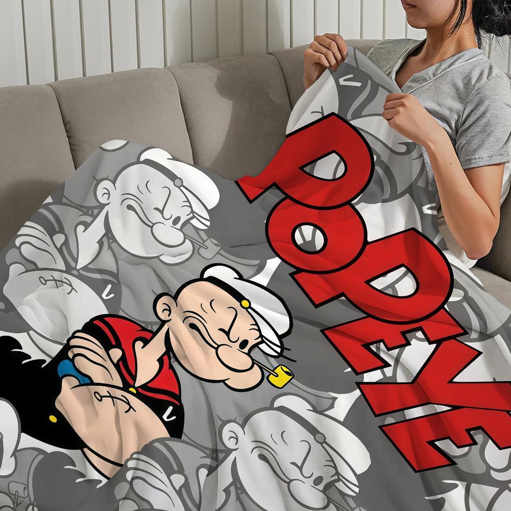 Cartoon Animation P-Popeye-ES Decke Decke für Couch Sofa Reise Zuhause Picknick Flanelldecke Geburtstagsgeschenk Warm Bequem
