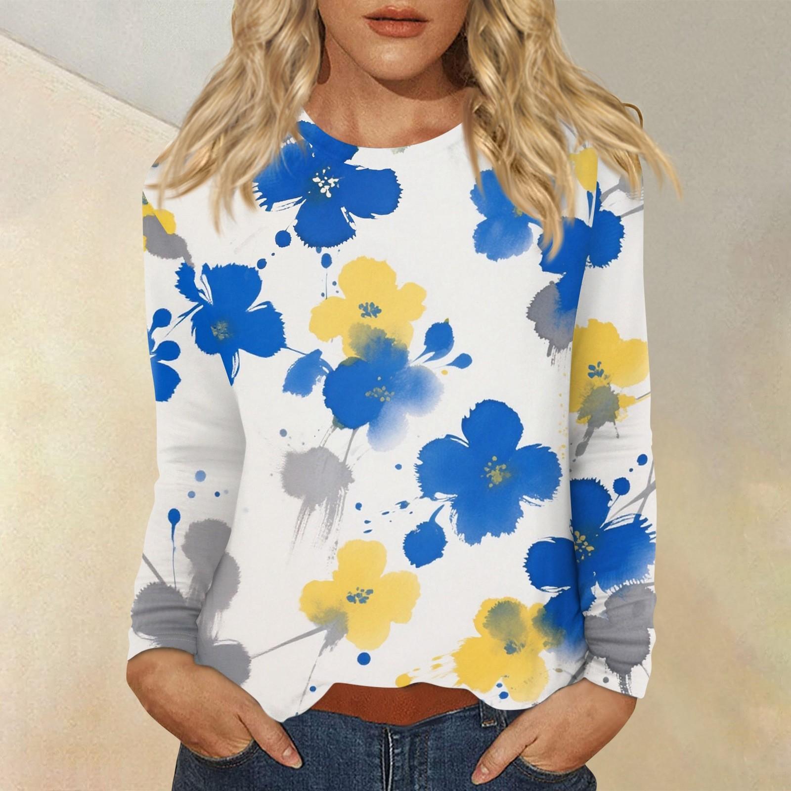 

Женский повседневный топ с длинным рукавом и принтом, с круглым вырезом XL белый