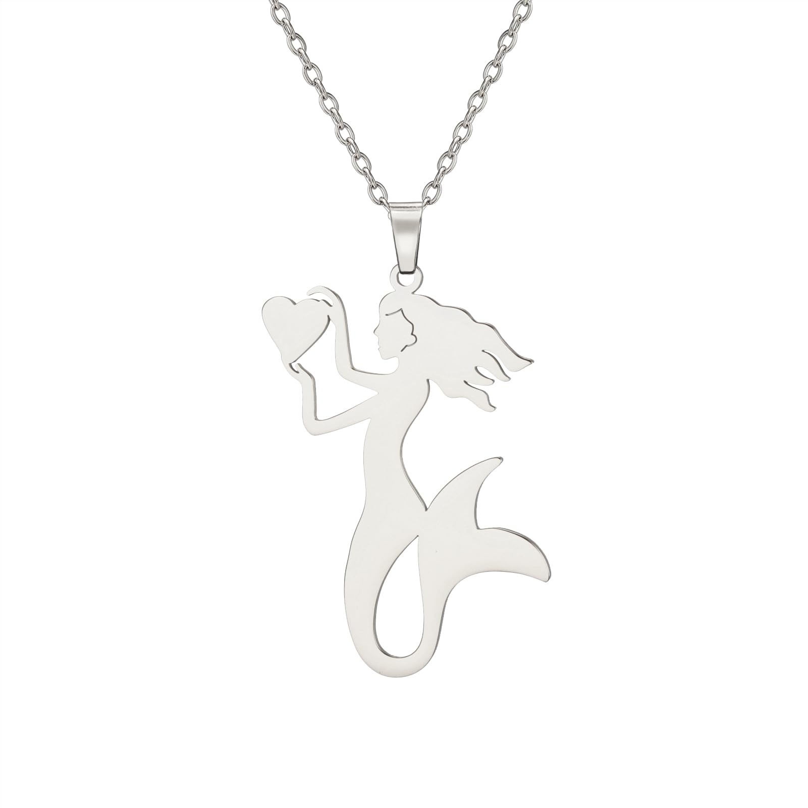 Dreamtimes Fashion Mermaid Necklace Jewelry for Women Mermaid Pendant Necklace Mermaid Loving Necklace Jewelry Christmas Gift