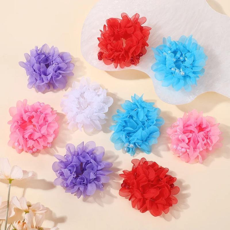 2 stuks/set Baby Meisjes Roze Kleur Haarelastiekjes Schattige Hoge Elastische Hoofdband voor Kinderen Lente Festival Vakantie Haaraccessoires